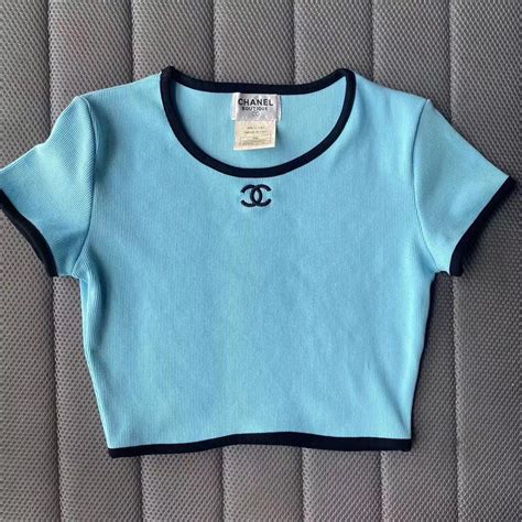 chanel crop top replica|chanel denim top.